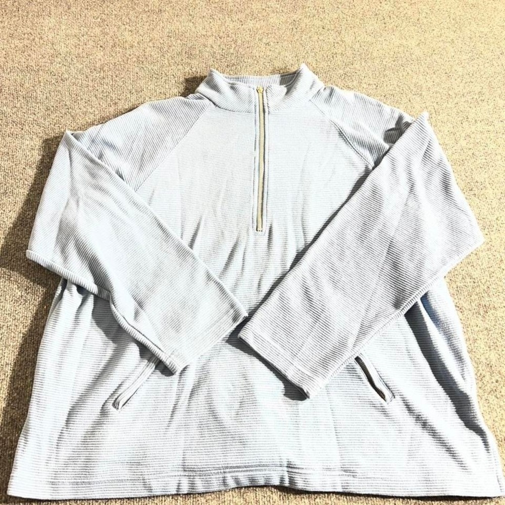 Carolina Colours Plus Womens 22/24W Light Blue Ribbed Quarter Zip Sweatshirt